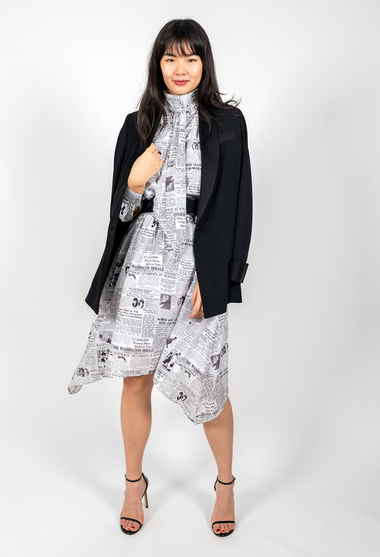 EVELYN: SUFFRAGIST NEWSPRINT DRESS