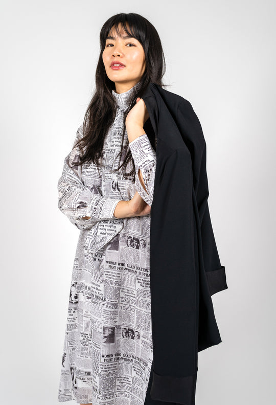 EVELYN: SUFFRAGIST NEWSPRINT DRESS