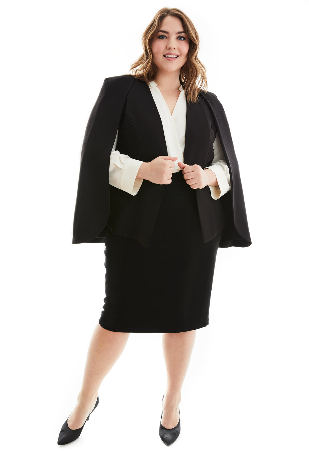 FREYA PLUS SIZE CAPE BLAZER