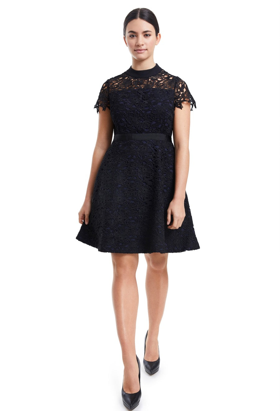 SALLY LACE & COTTON PLUS SIZE LBD DRESS  GRAVITAS