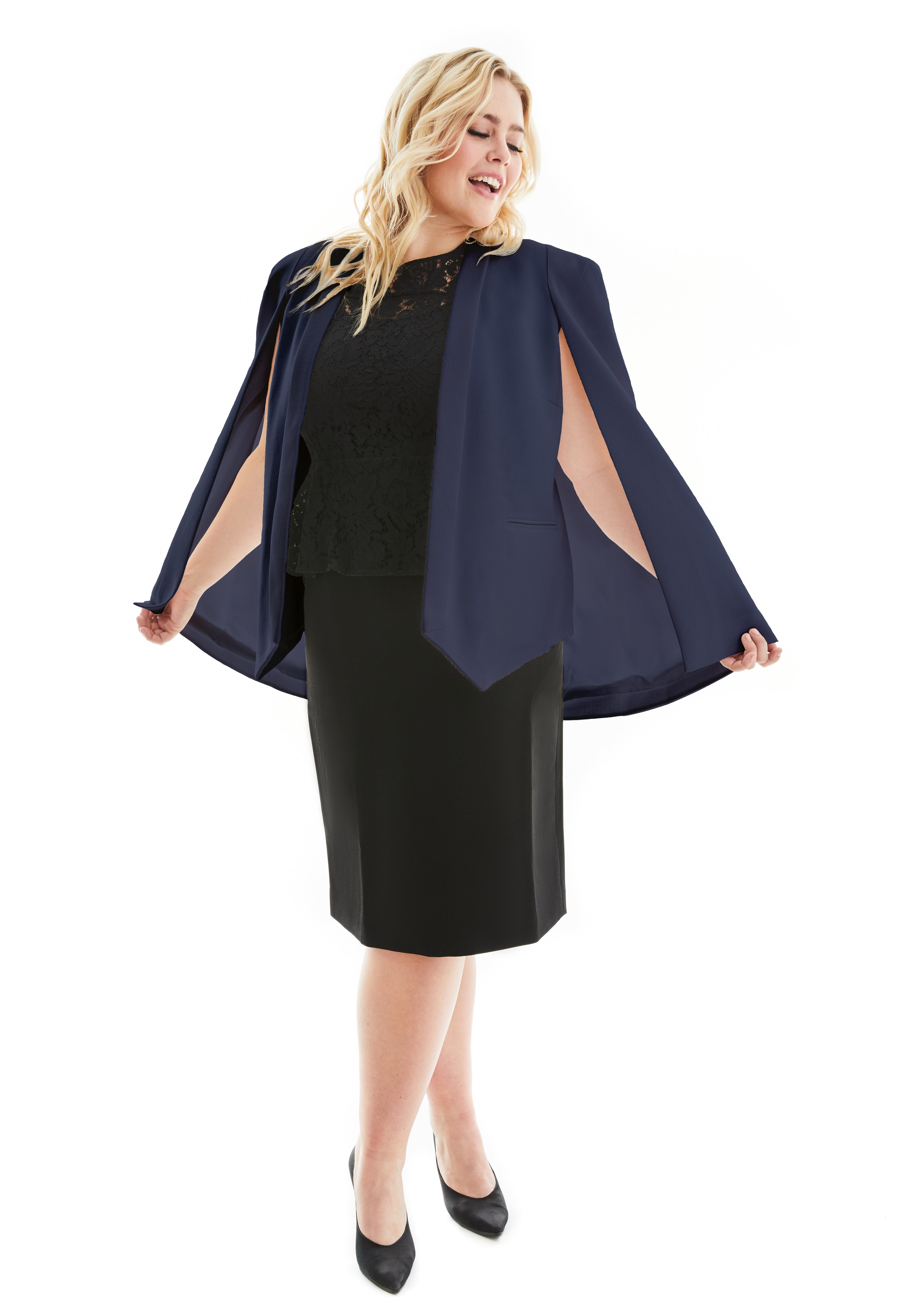 JOSEPHINE CONFIDENCE PLUS SIZE CAPE BLAZER GRAVITAS