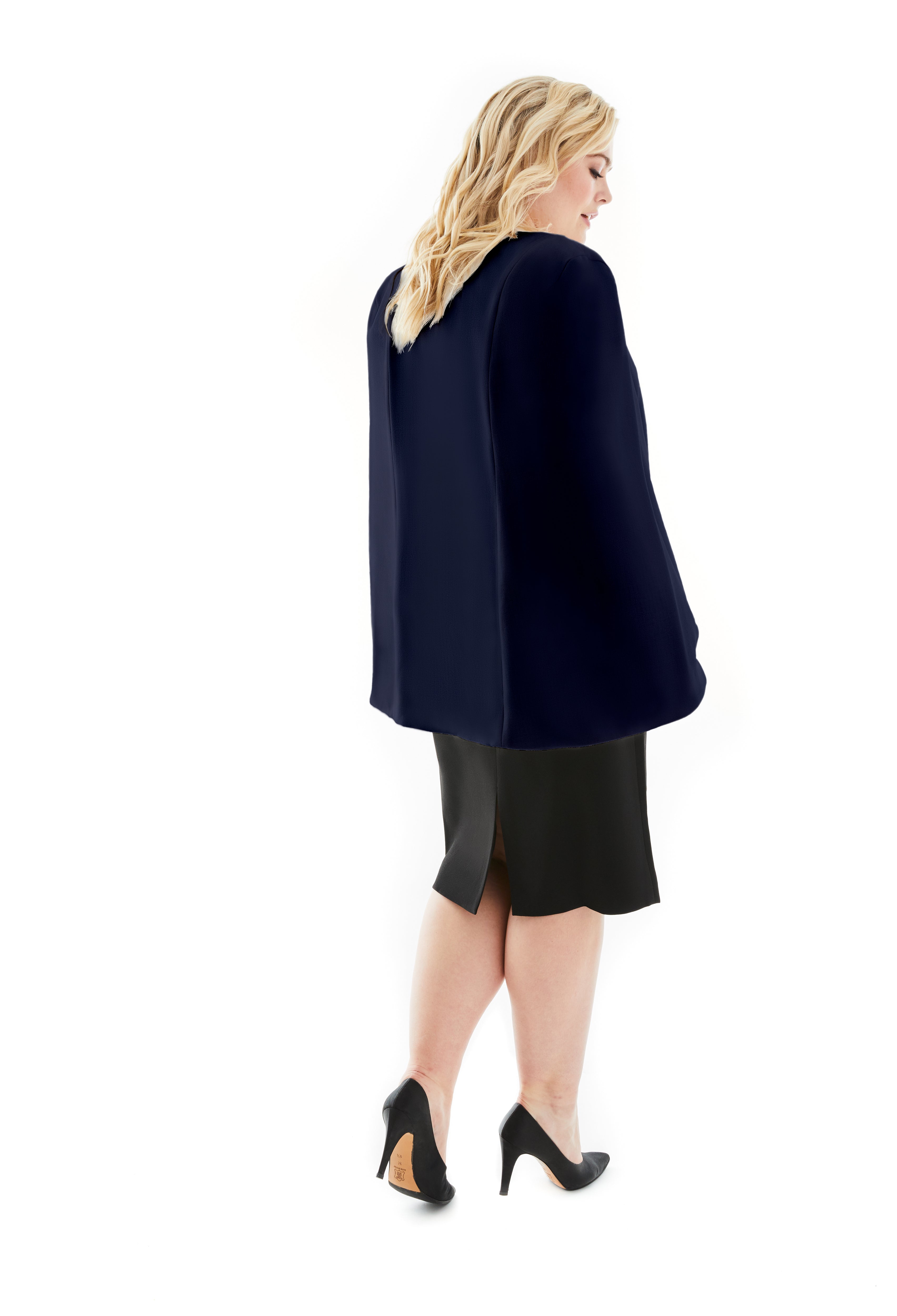 JOSEPHINE CONFIDENCE PLUS SIZE CAPE BLAZER – GRAVITAS