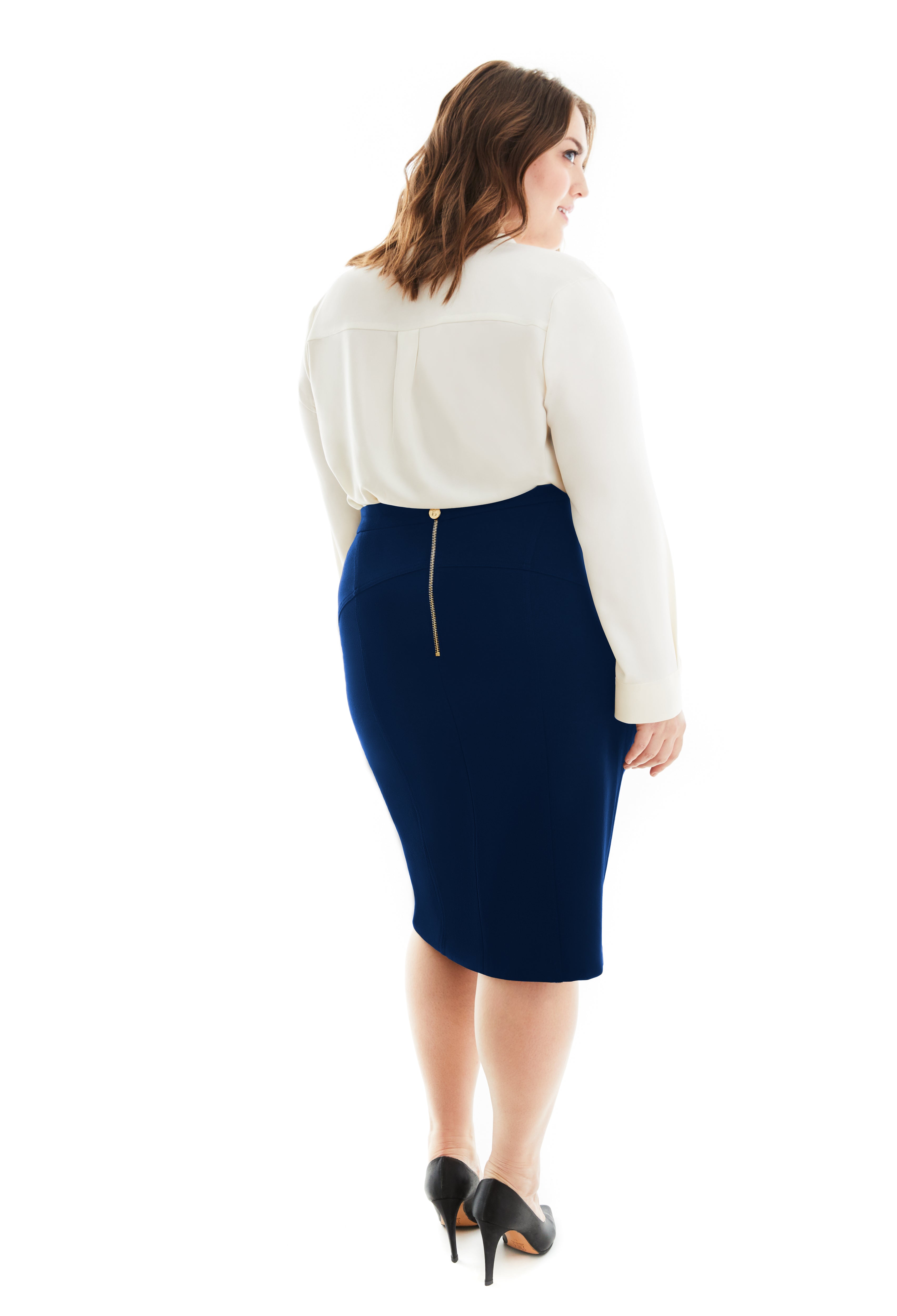 Navy pencil skirt queen size top